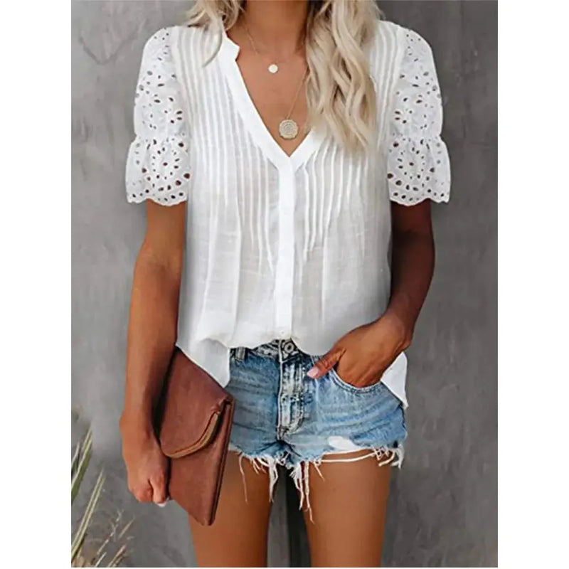 Shirt with Lace and V-neck Emily