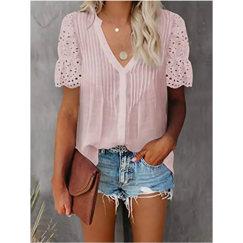 Shirt with Lace and V-neck Emily