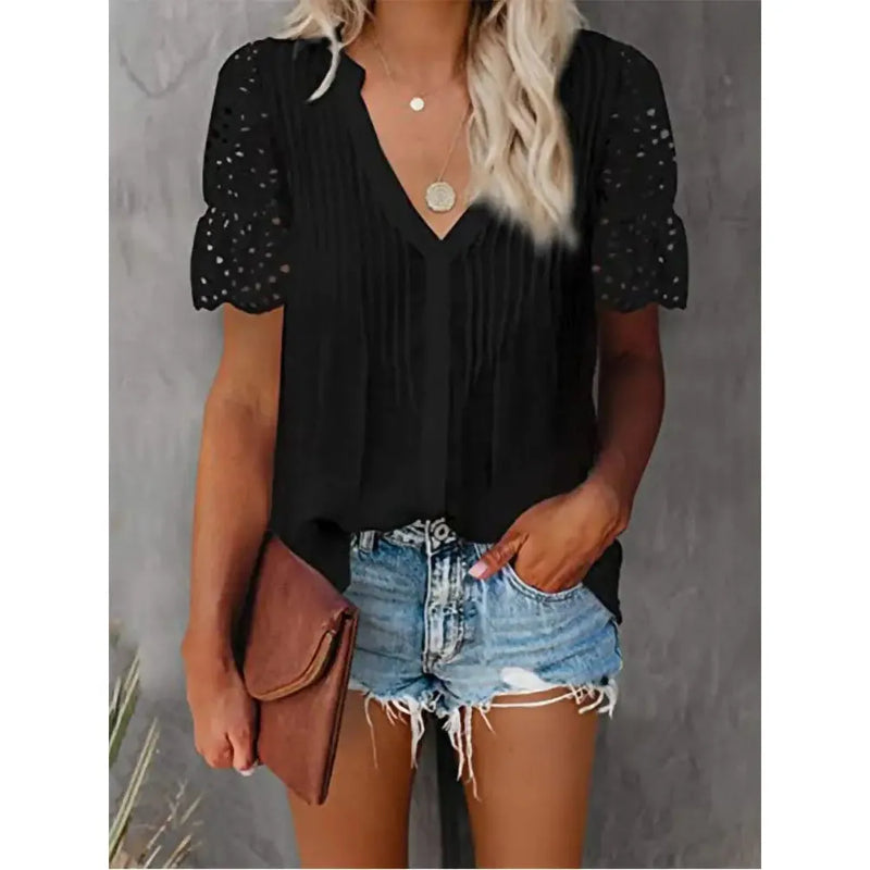 Shirt with Lace and V-neck Emily