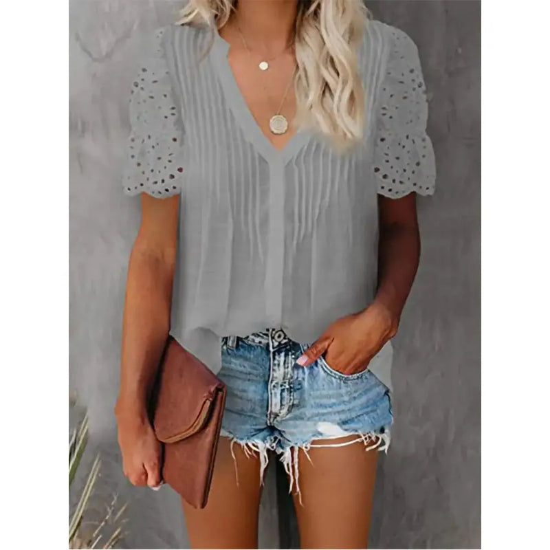 Shirt with Lace and V-neck Emily