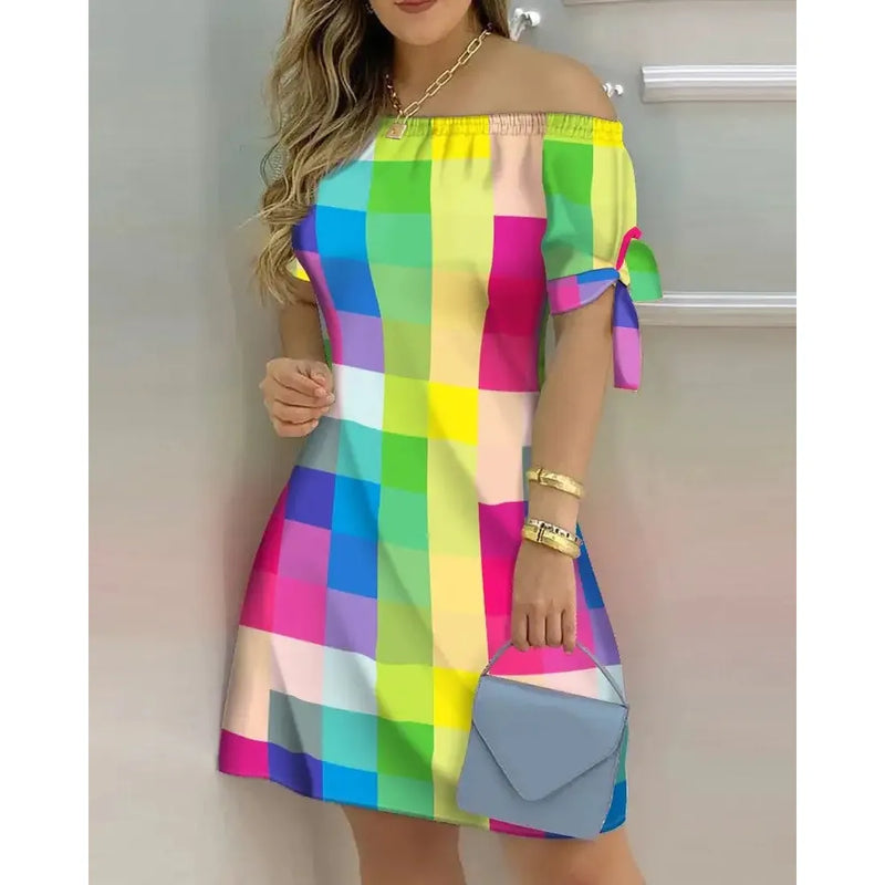 Women Off Shoulder Summer Mini Dress