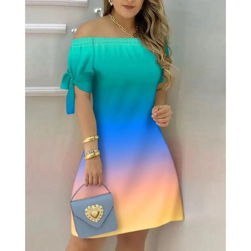 Women Off Shoulder Summer Mini Dress