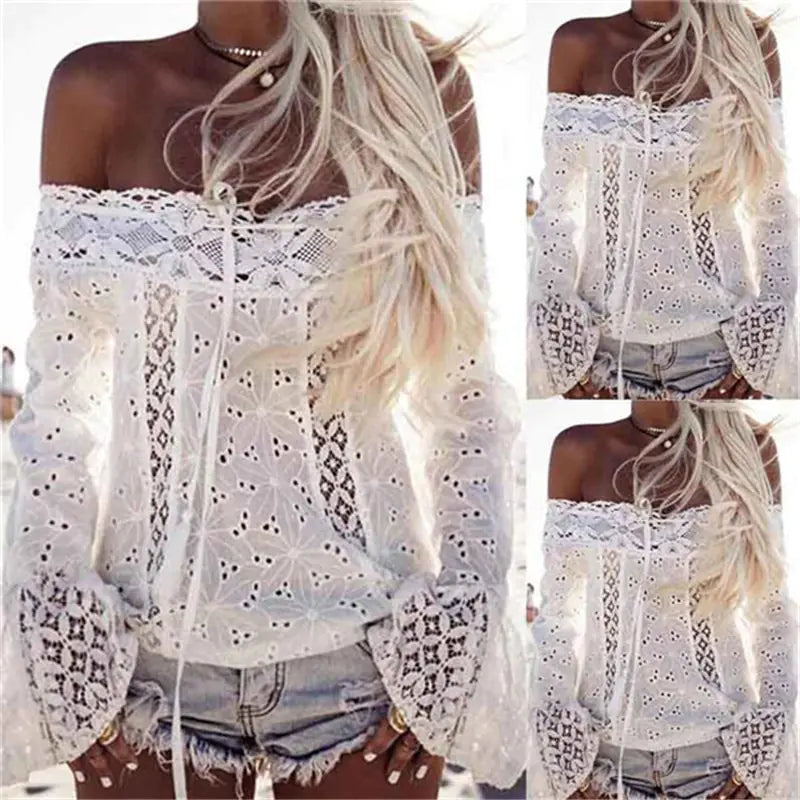 Lace Turtleneck Blouse for Women