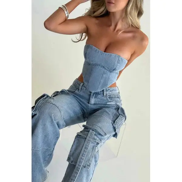 Denim Corset Top