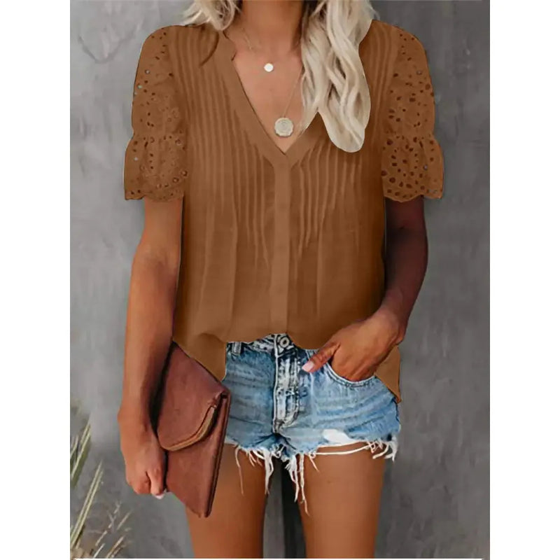 Shirt with Lace and V-neck Emily